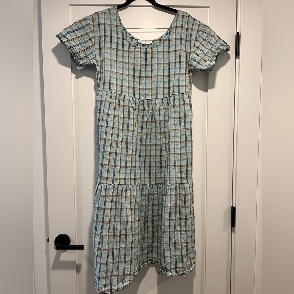 Oak and fort blue plaid boho dress